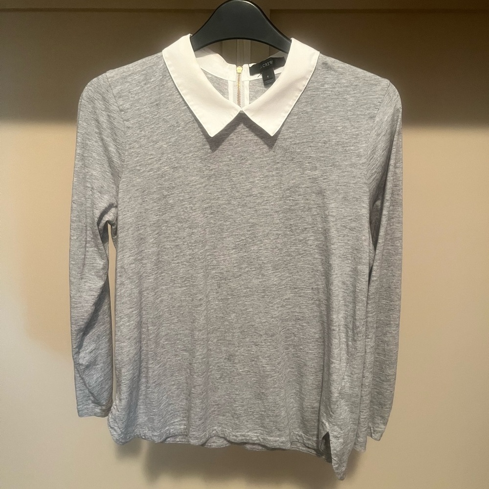 J. Crew Gray Top with White Collar